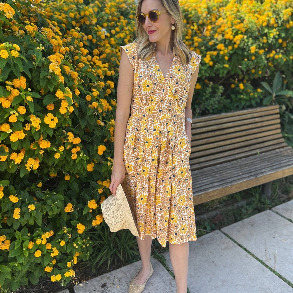 NWT Mata Traders Lucille Yellow Floral Midi Dress (new with tags) Fair Trade
